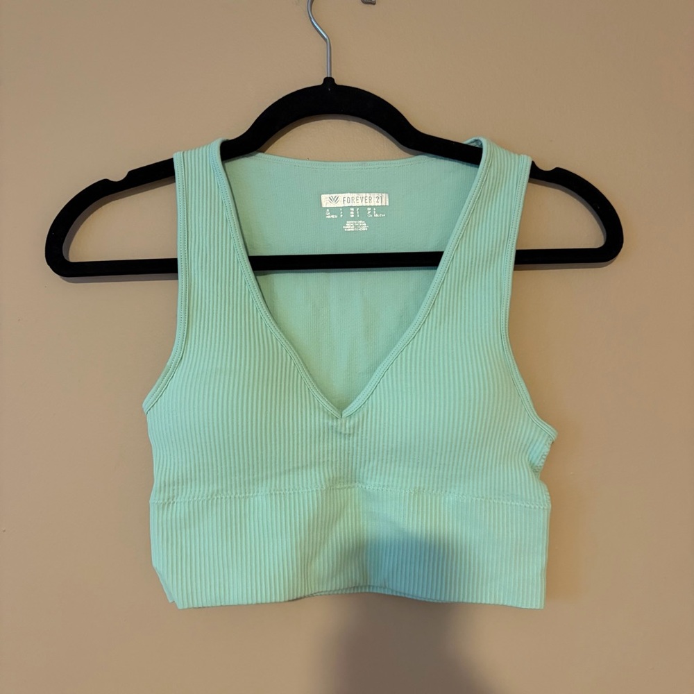 Forever 21 Light Green Ribbed Workout Set